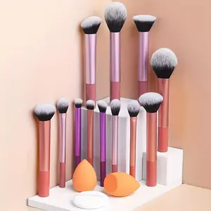 15-Piece Multi-Functional Makeup Brush Set, Includes Loose Powder Brush, Blush Brush, Foundation Brush, Eyeshadow Brush, Contour Brush, Sponge, Puff