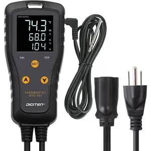 Digital Temperature Controller - 1-Stage Temp Thermostat, 110V 15A 1650W, 68.0-104°C Heating/Cooling Outlet for Chest Freezer Refrigerator, Greenhouse (Home Supplies)