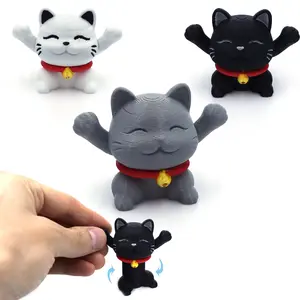 3D Printed Stretch Cat Stress Relief Spiral Toy, Creative Cat Model Relaxation Ornament, Unique Unwind Gift for Animal Lovers