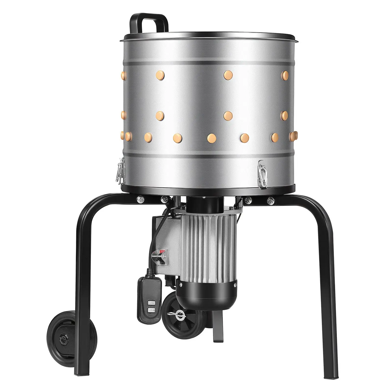VEVOR Chicken Plucker Machine, 15.7 in Drum, 550W 275RPM Electric Chicken Plucking Machine with 114 Soft Fingers Transport Wheels, Stainless Steel Feather Remover for Processing 1-2 Chicks Once