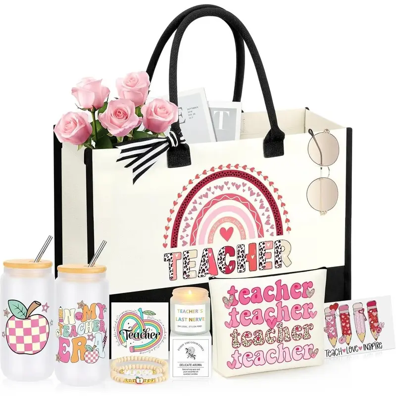 Teacher Appreciation Gifts for Women, End of Year Thank You Valentines Day Christmas Retirement Gifts for Teachers Basket Set of 6