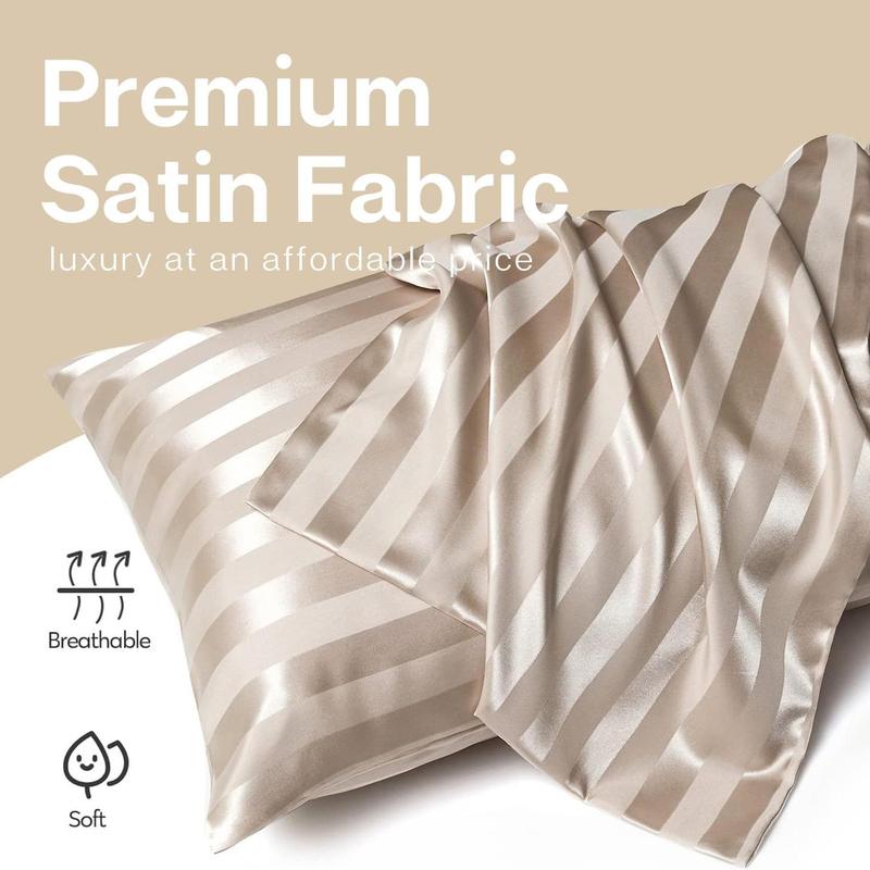 Solid Color Satin Pillowcase, 2 Counts Modern Simple Pillowcase without Filler, Soft Comfortable Pillow Cover for Home Bedroom Dormitory Hotel