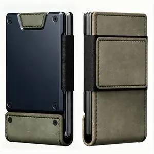 Men's Tactical Crazy Horse Leather Wallet - Aluminum RFID Blocking Metal Card Holder, Minimalist Bifold with Premium Gift Box, Unique Design, Theft-Proof ID Window, Cash Slot, Mens Wallet