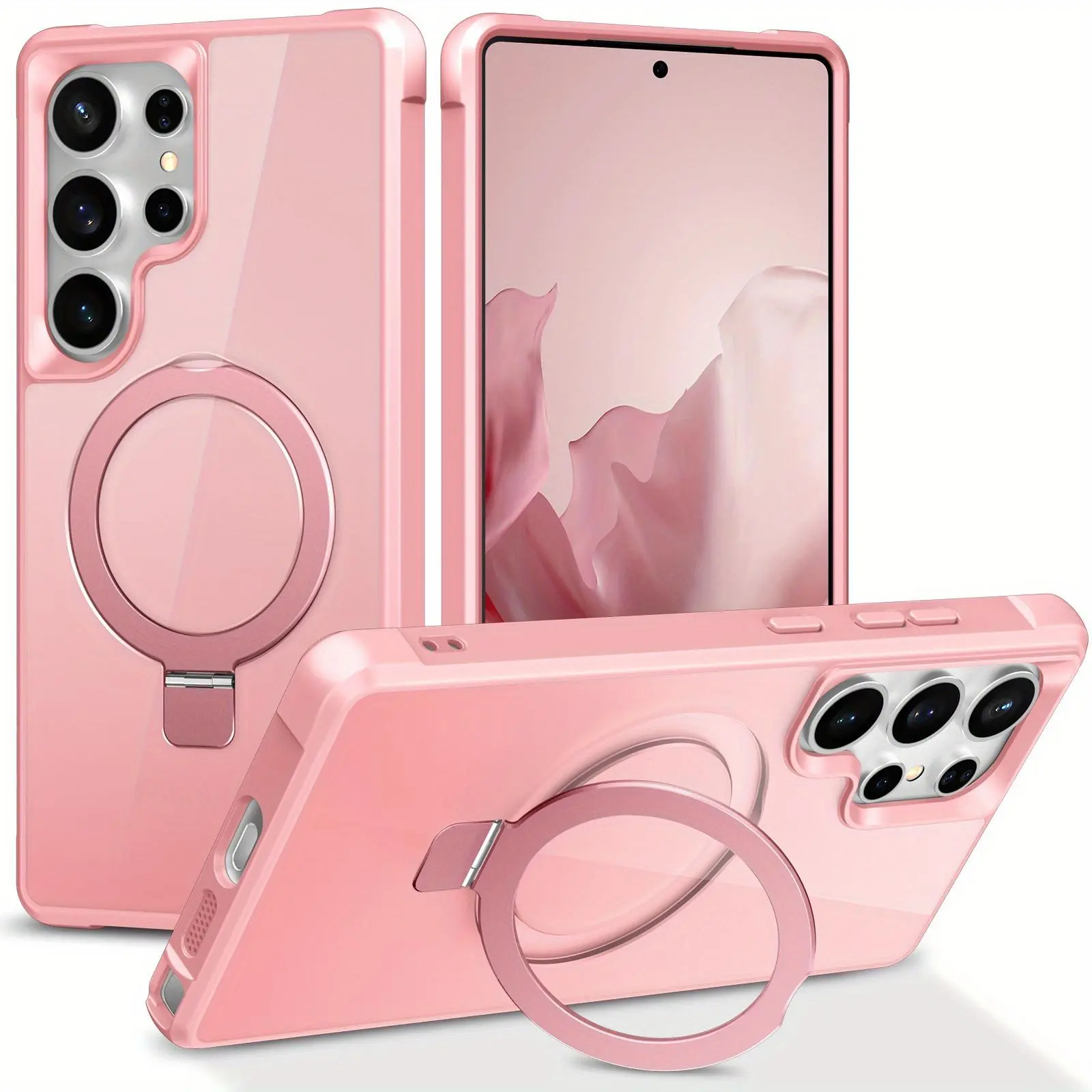 Magnetic For Samsung Galaxy S25 Ultra/S24 Ultra/S25/S24 Plus Max Case [Compatible With Magnetic] With Stand, Drop Protection] Shockproof Translucent Back Slim Protective Phone Case (2025)