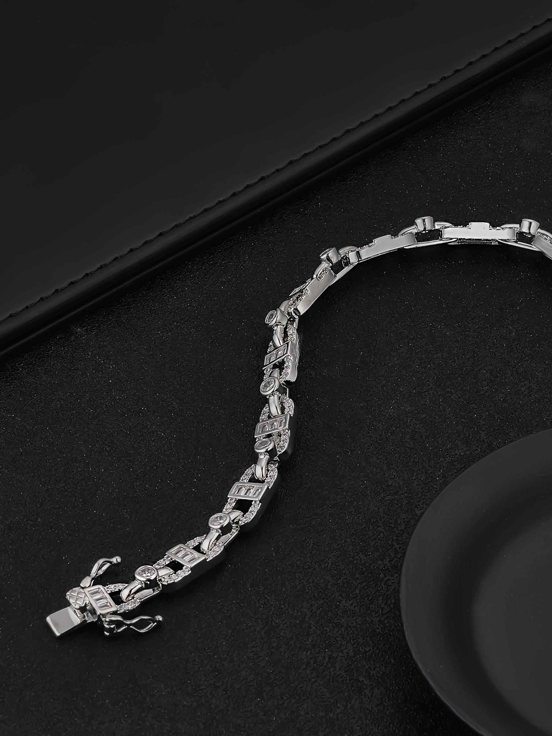 7mm Hip Hop Chain Bracelet, Rhinestone Decorated Bracelet, Fashion Jewelry for Party, Daily Clothing Decor, Trendy All-match & Exquisite Jewelry for Birthday Gift