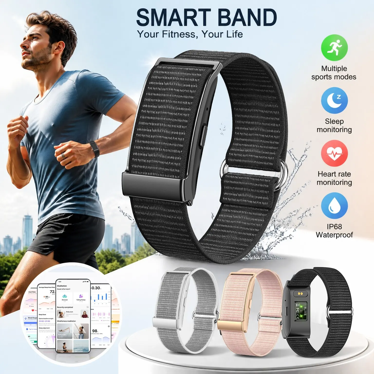 2026 New Unisex Fashion Sports Screenless Smartwatch, Novel Design, Support Multi-Function Reminder, 100+ Sport Mode, Activity Tracker Smart Bracelet, IP68 Waterproof, Birthday/Holiday/Lover/Appropriate Gift