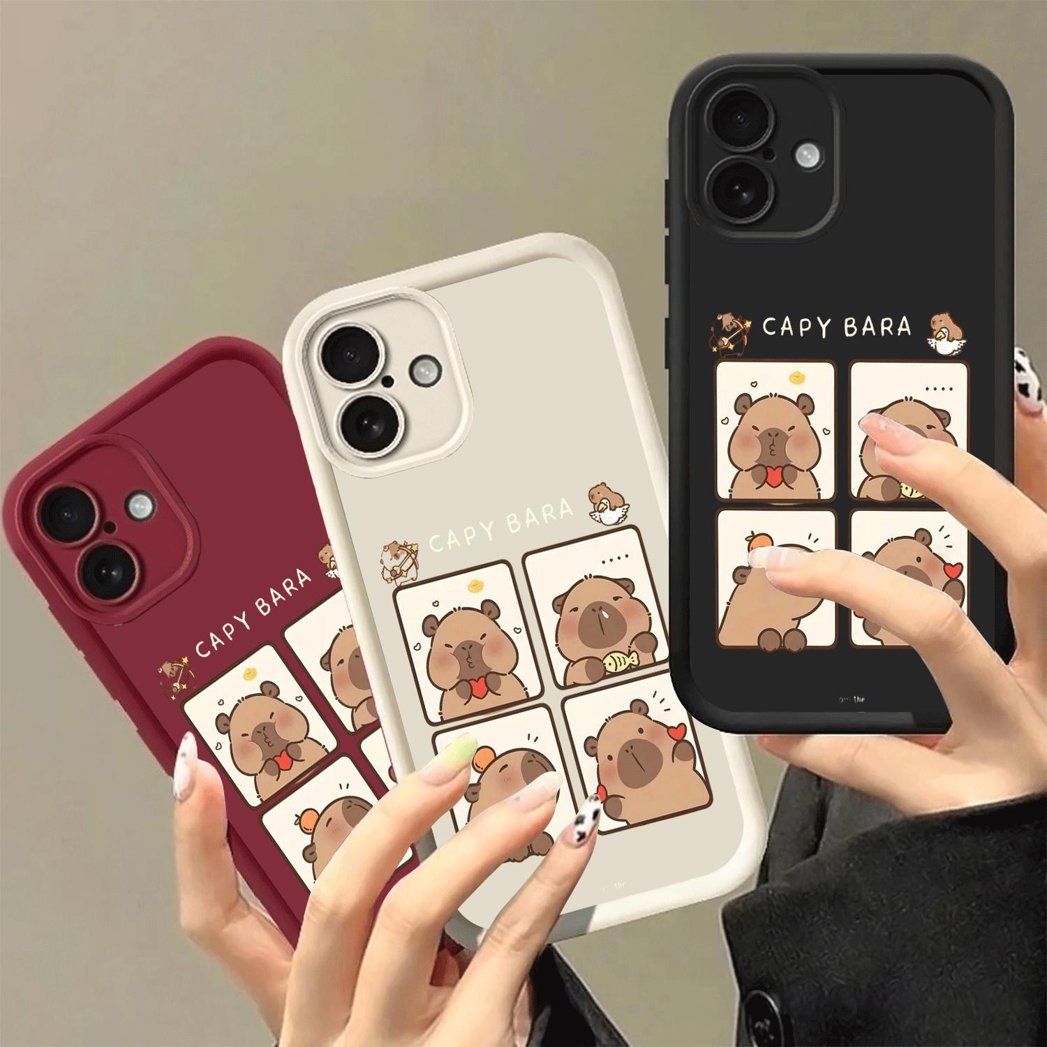 A set of cute and soothing capybaras, a new trendy original design phone case with a spiral staircase motif, available in white, black, and red, suitable for various iPhone models, including iPhone 17, 17 Pro, 17 Air, 17 Pro Max, 16, 15, 14, 13, 12 Plus/