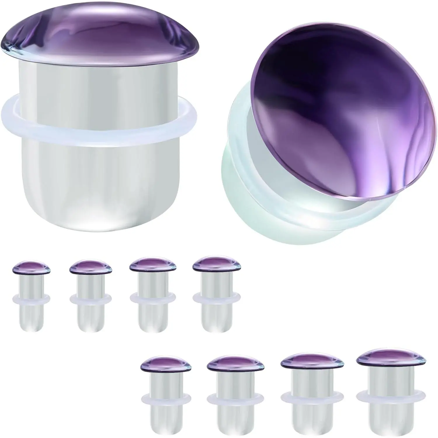 1 Pair Single Flare Gauges for Ears, Clear Ear Stretch Expanders, Solid Glass Ear Gauge Plugs Earrings 6g - 9/16  for Women Men