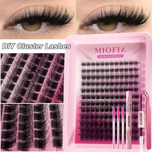 Miofia 144 Piece Eyelash Kit, Includes Large Box Lashes, Dual-Head Glue, 3 Brushes, Tweezers, 0.07D Mixed Lengths