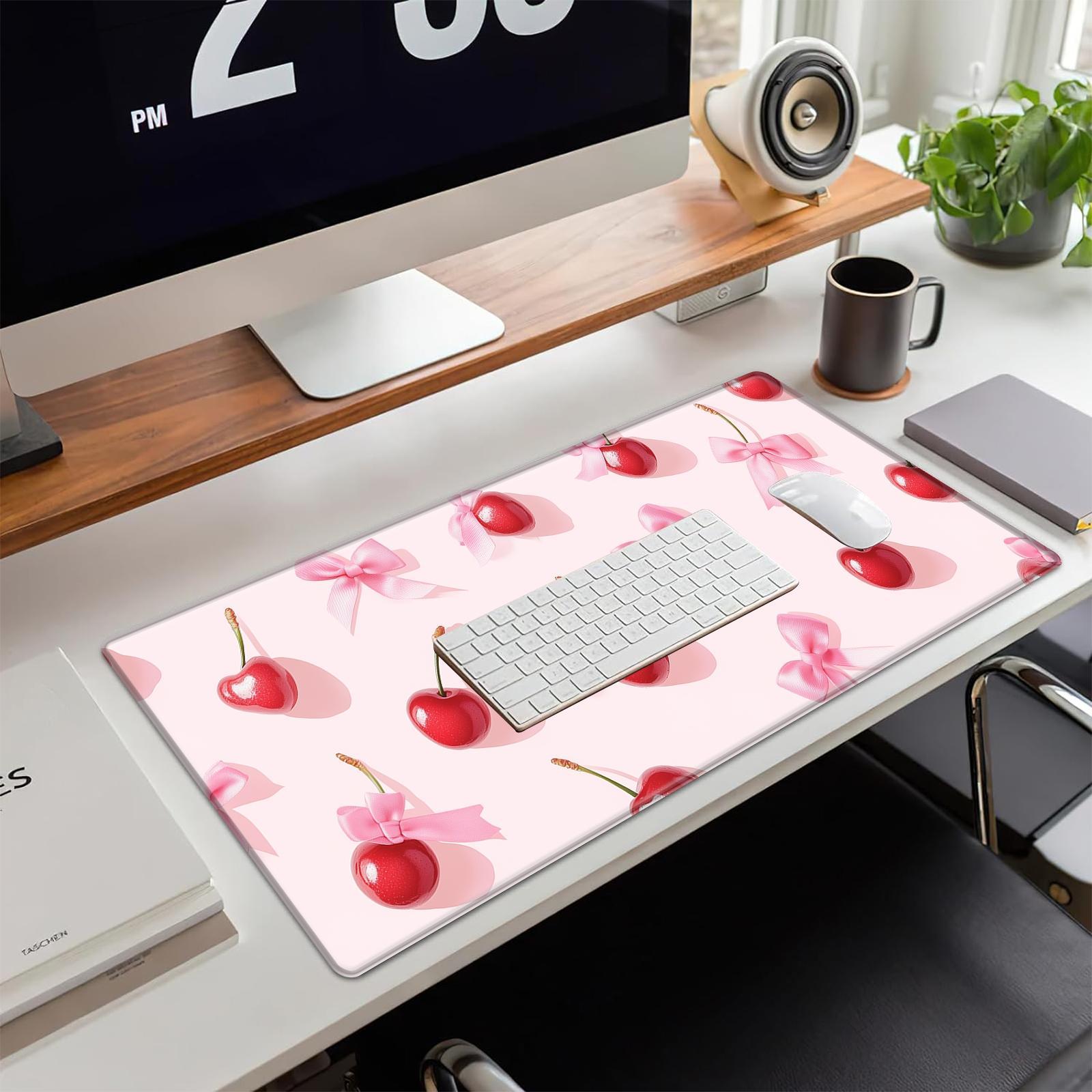 Cherry Bow Pattern Mouse Pad, Rectangular Gaming Mouse Pad, Anti-slip Mouse Pad, Desktop Keyboard Mouse Mat for Home Office Game Room