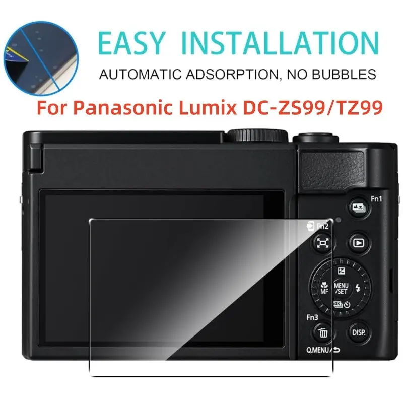 Accessories for Panasonic LUMIX TZ99/ZS99, Screen Tempered Glass Protector,9H Hardness,2.5D Arc Edge,Bubble-Free,No Block to Screen Flip,Ideal for Travel Vlog & Street Shoot