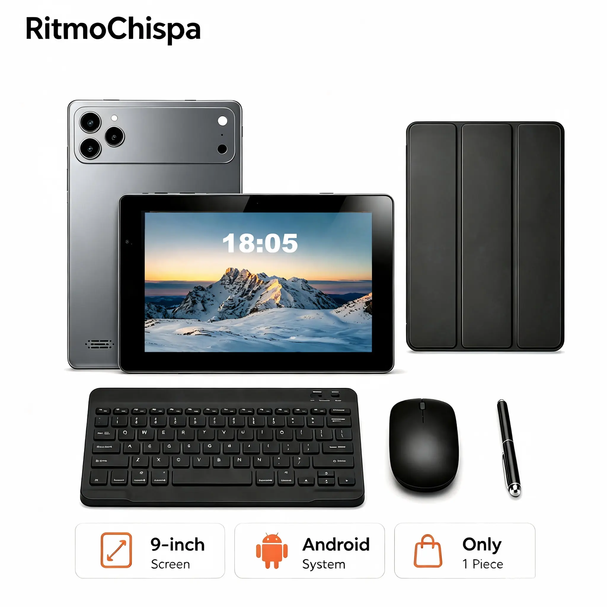 9 Inch Android Tablet, 16GB Storage, SIM & TF Card Slots, Comes with Keyboard, Mouse, Protective Case and USB Charging Cable, Portable Tablet for Study and Entertainment