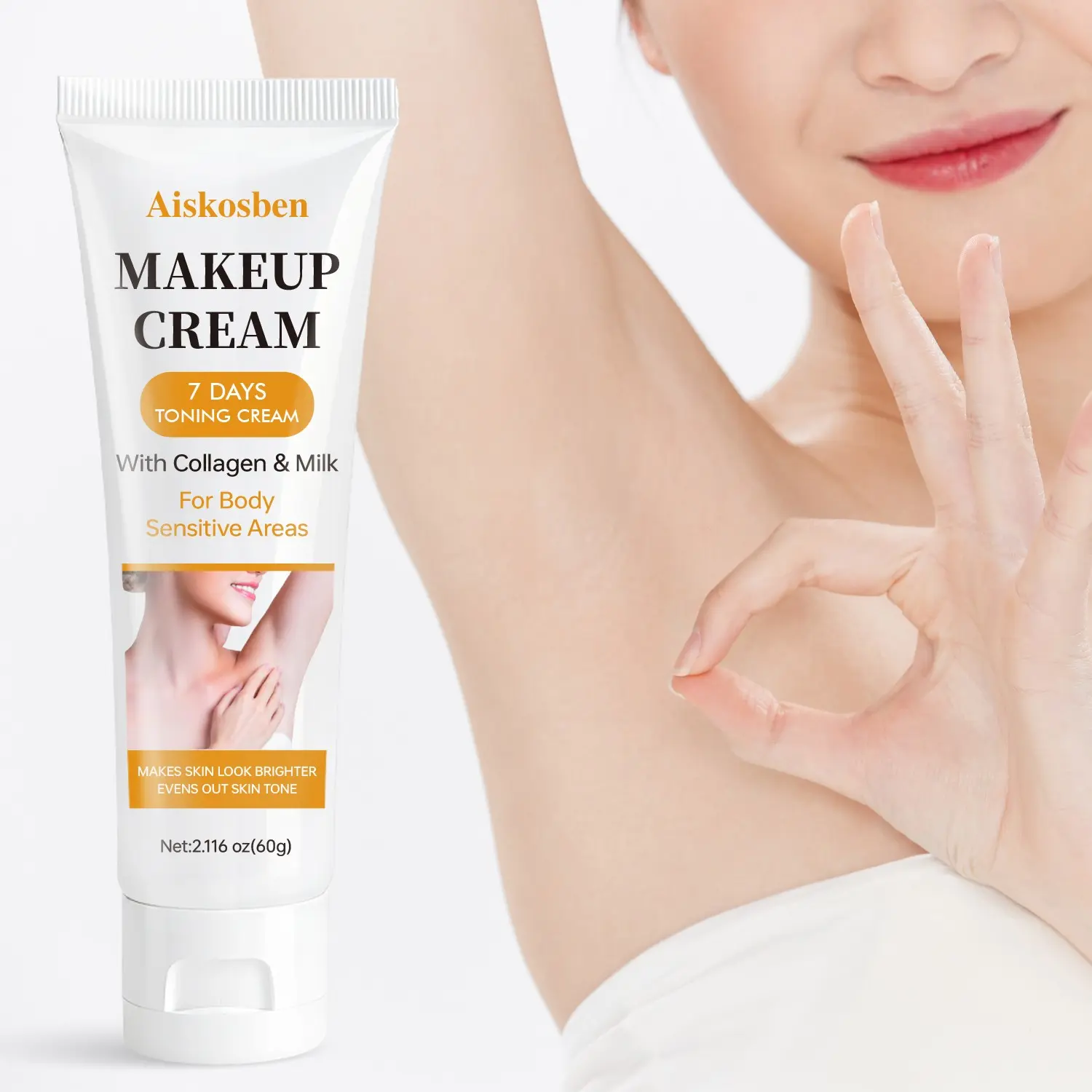 Vitamin C Collagen Body Brightening Primer, Elbow Underarm Dark Spot Evenout, Moisturizing Waterproof Body Color Corrector Lotion 60g