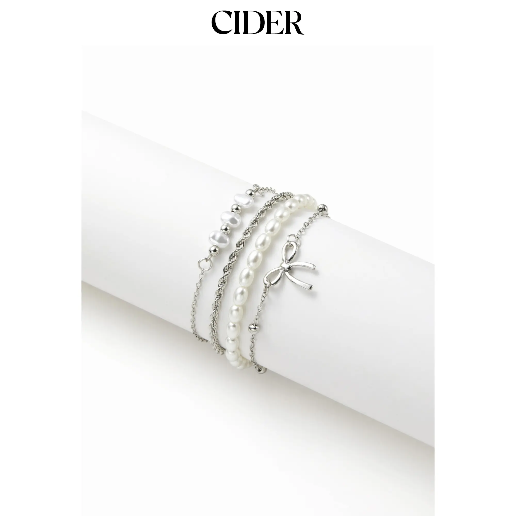 Cider 5 PCS BOWKNOT & FAUX PEARL BRACELET SET Cider 5 PCS BOWKNOT & FAUX PEARL BRACELET SET
