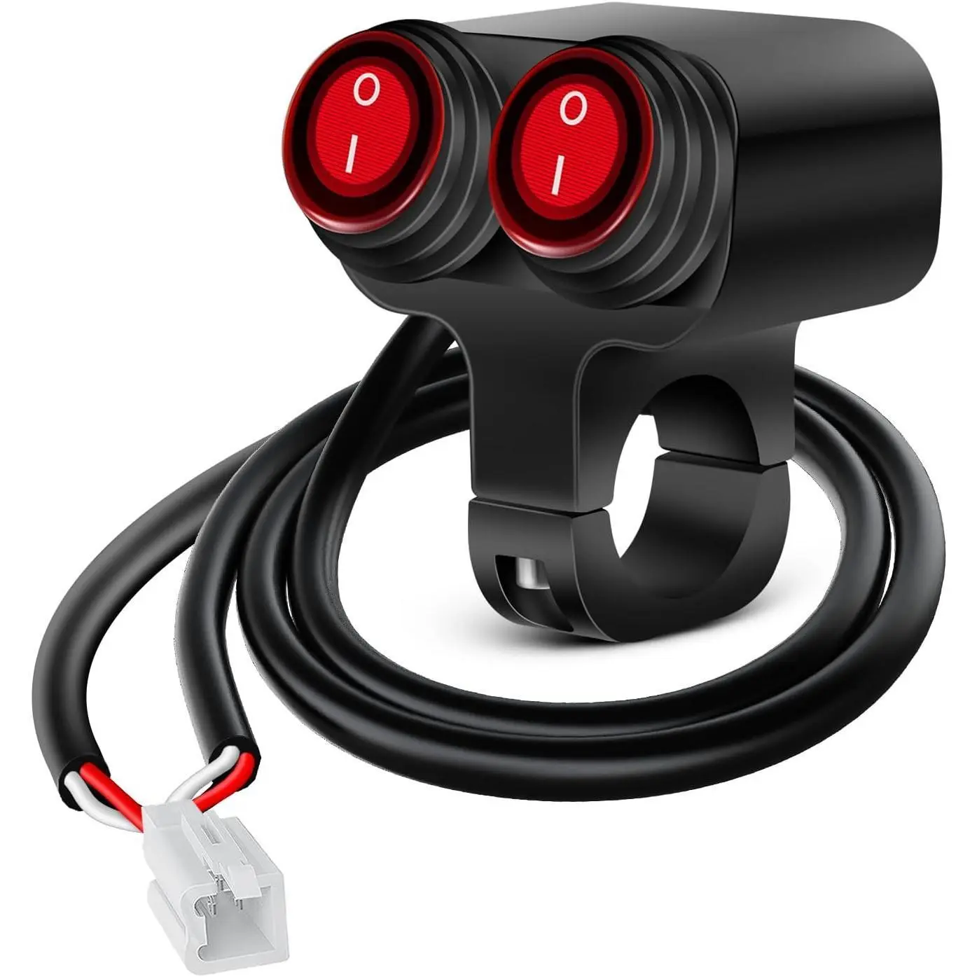 Nilight 7/8 in (22mm) CNC Aluminum Alloy Motorcycle Handlebar Switch, 12V DC Handlebar Mount, 12V Plug-and-Play Waterproof On-Off Push Button, 6 Copper Wires Dual Mode Control for ATV/Scooter, UTV, Driving Light Bars