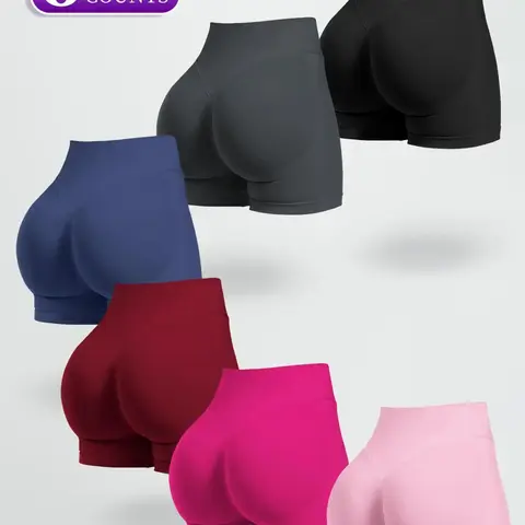 Seamless Women's Shorts, Stretchy Shorts, High Elasticity Sporty Gym Shorts, Breathable Comfortable Tight-Fit Running Pants for All Seasons