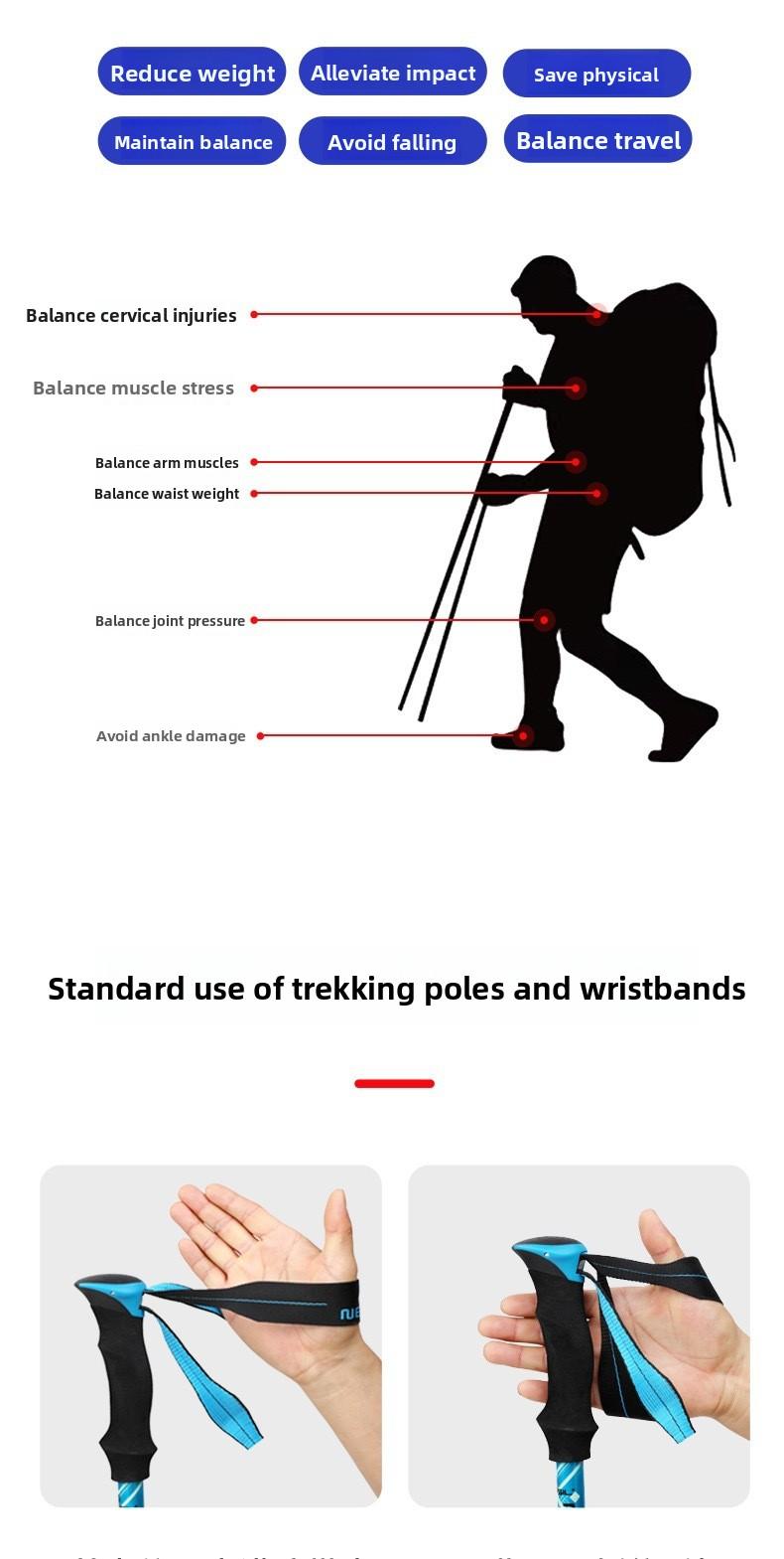 Outdoor T-shaped mountaineering stick Aluminum alloy ultra-short curved handle folding stick Off-road climbing Hiking Multifunctional cane Outdoor