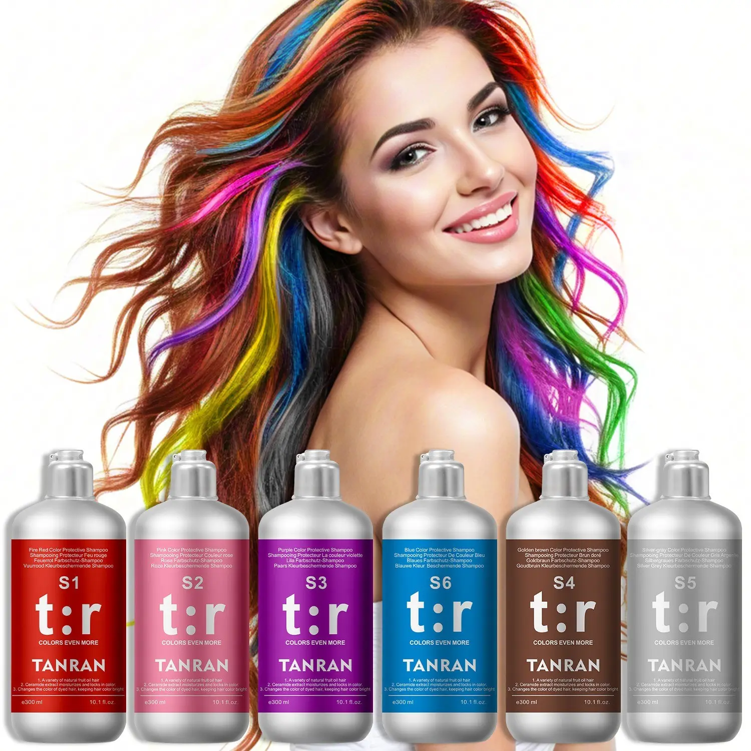 12-Color Hair Color Locking Shampoo, Silicone-Free Amino Acid Formula, Post-Dye Color Protection & Fading Delay, Color Refreshing & Enhancing, 12 Colors Available (Red/Pink/Purple/Brown/Blue/Grey etc.), 3-Minute Fast Color Lock, Long-Lasting 150 Days