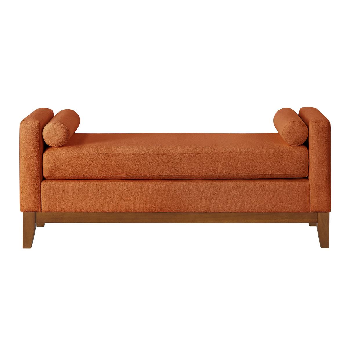 Large Upholstered Boucle Fabric Ottoman with Pillows,Comfort Padded Window Bench for Living Room,Entryway Bench