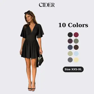 Cider Textured V-neck Ruched Mid Rise Bell Sleeve Romper