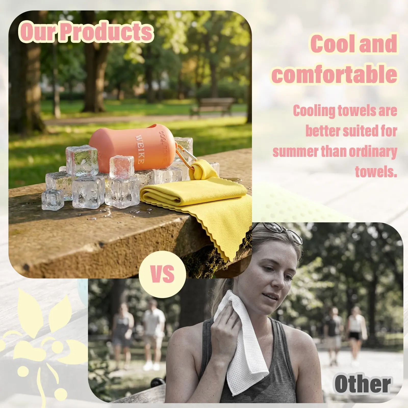 Outdoor Sports Cooling Towel, Quick Cooling with Water, Silicone Storage Box, Mountaineering Hook, Lightweight, Easy to Dry, Multiple Solid Colors