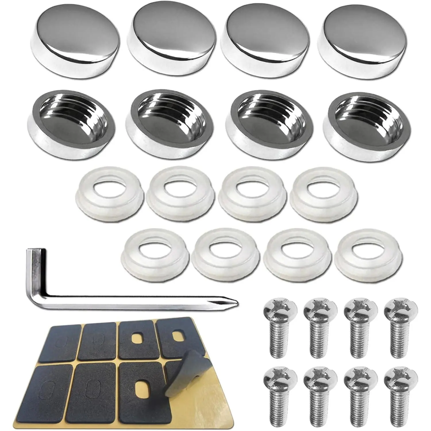 Chrome-Plated Stainless Steel Screw Caps - M6 Size, 1/4" Model 1, Rustproof Hardware, Mechanical Tag Covers, Frame Fastening Components
