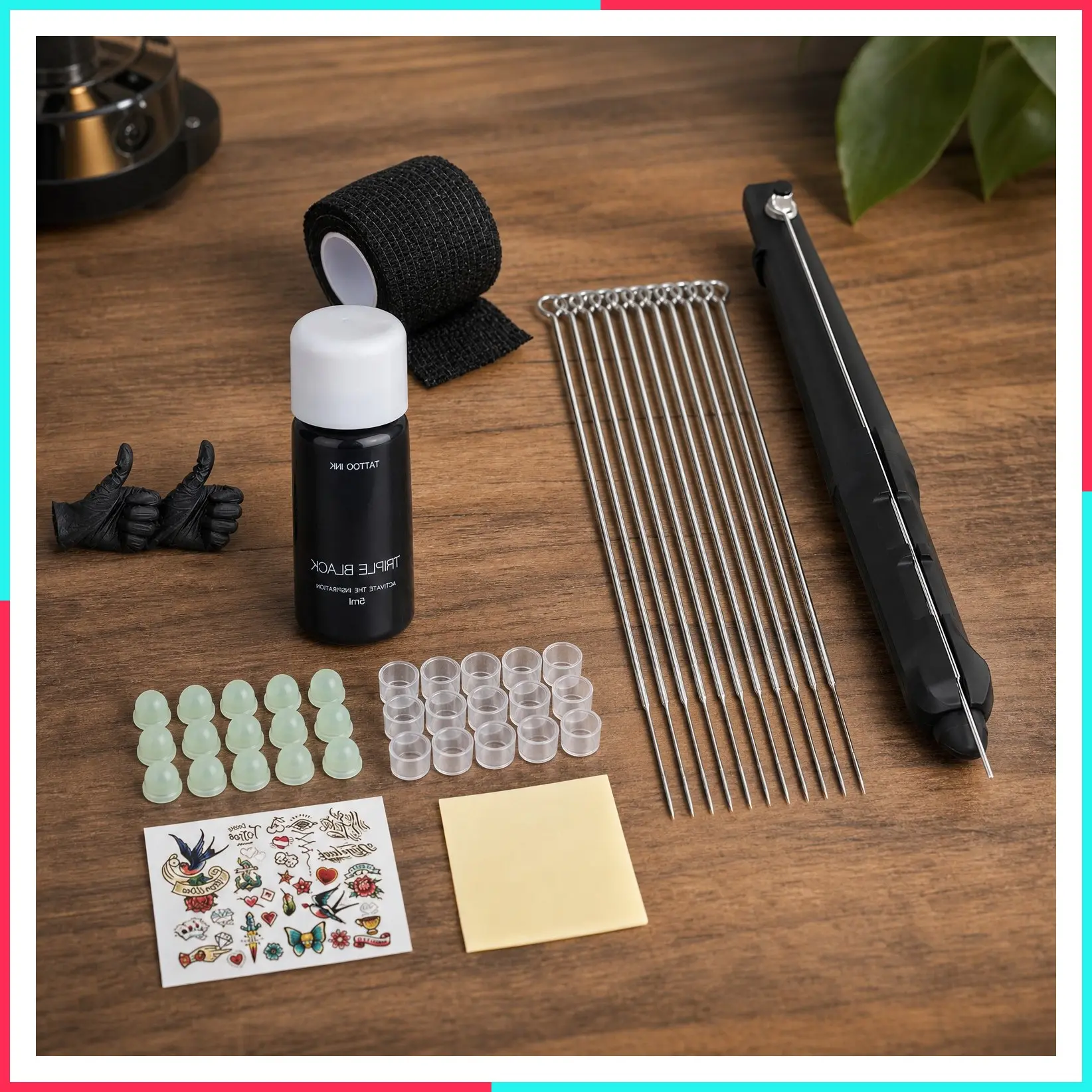 Beginner Stick and Poke Tattoo Kit, Complete DIY Home Tattoo Supply Set with Needles DD-SZ