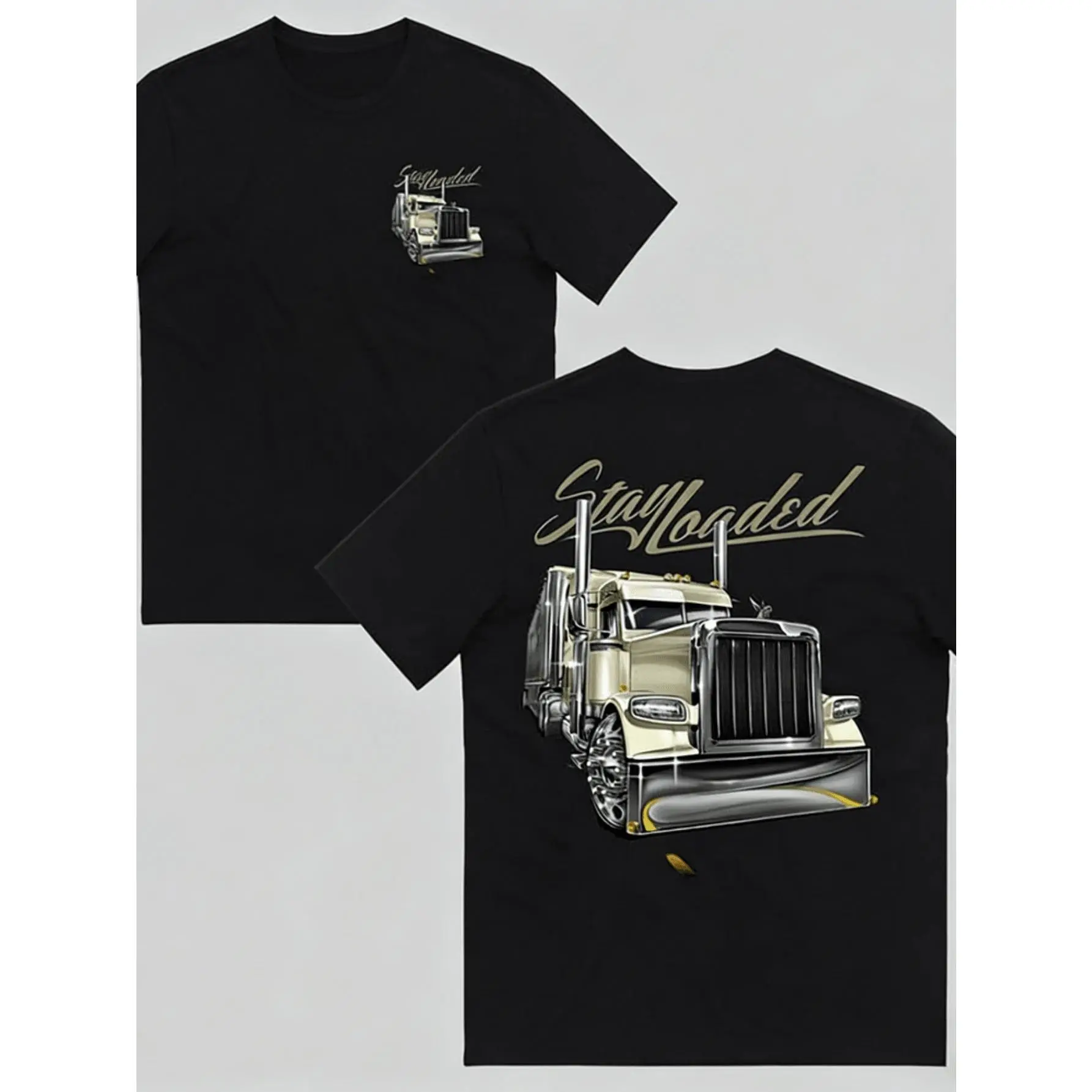 180gStay Loaded Trucker T Shirt, Semi Truck Graphic Tee, Minimal Truck Driver Apparel, Classic Big Rig Shirt Gift For Truckers And Drivers