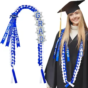 63'' Graduation Ribbon Lei Necklace Class of 2026, Handmade Double Braided Money Lei with Tassel Graduation GiftsGift.