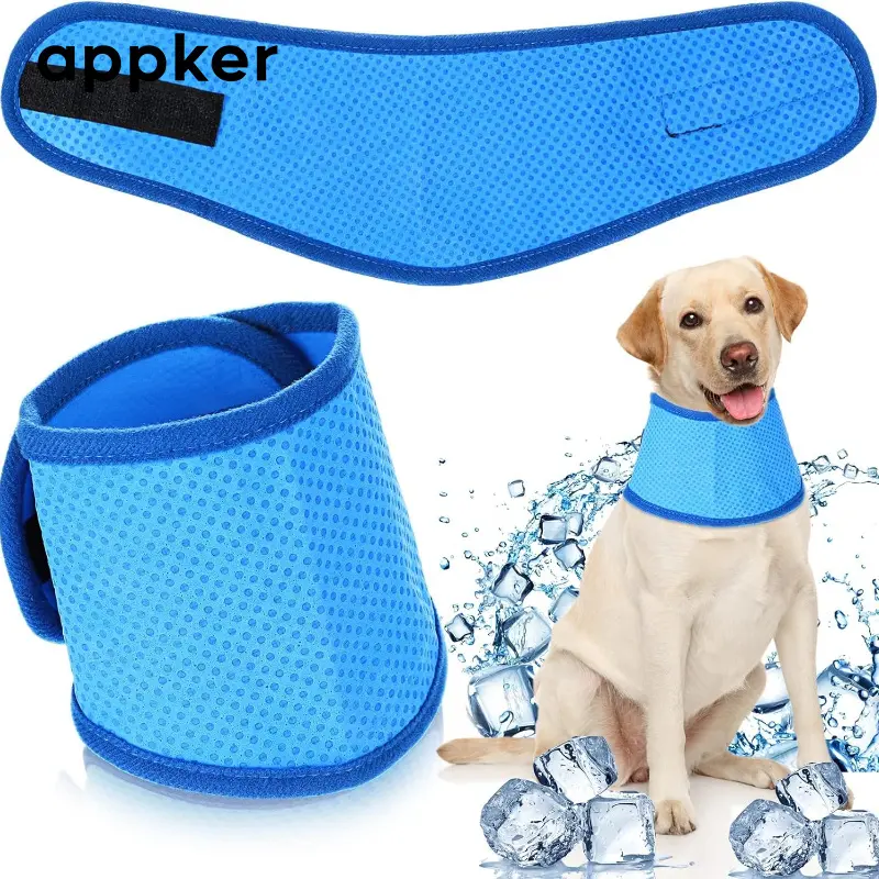 Quick-acting Ice Cooling Dog Scarf Collar - Adjustable Neck Circumference , Breathable Design for Large and Small Dogs and Cats, Summer Outdoor Cooling Collar with Velcro Seal, Machine Washable, Suitable for Beach, Travel, Hot Weather Accessories