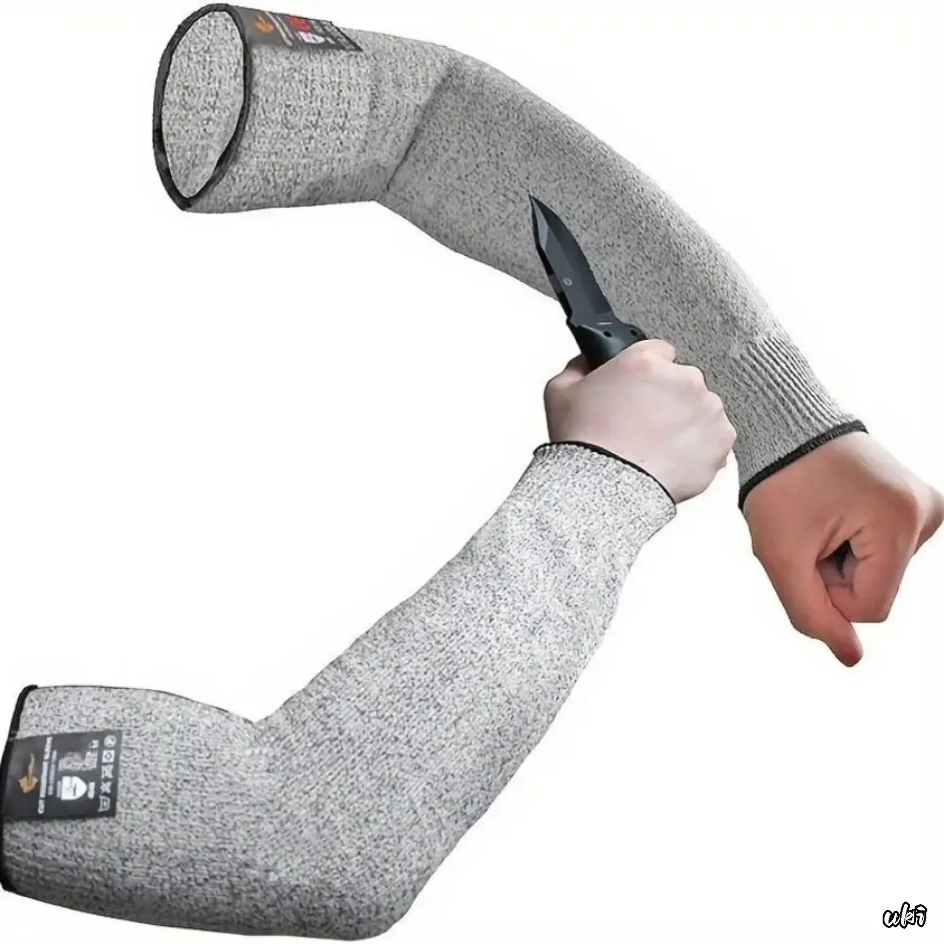 Cut-Resistant Arm Sleeves, 1 Pair Heavy Duty Forearm Protectors Made from Woven Fiber with an Elastic Close Fit and Extended Coverage for Gardening, Full Sleeve, Woodworking, Anti-Abrasion, One Size Fits Most