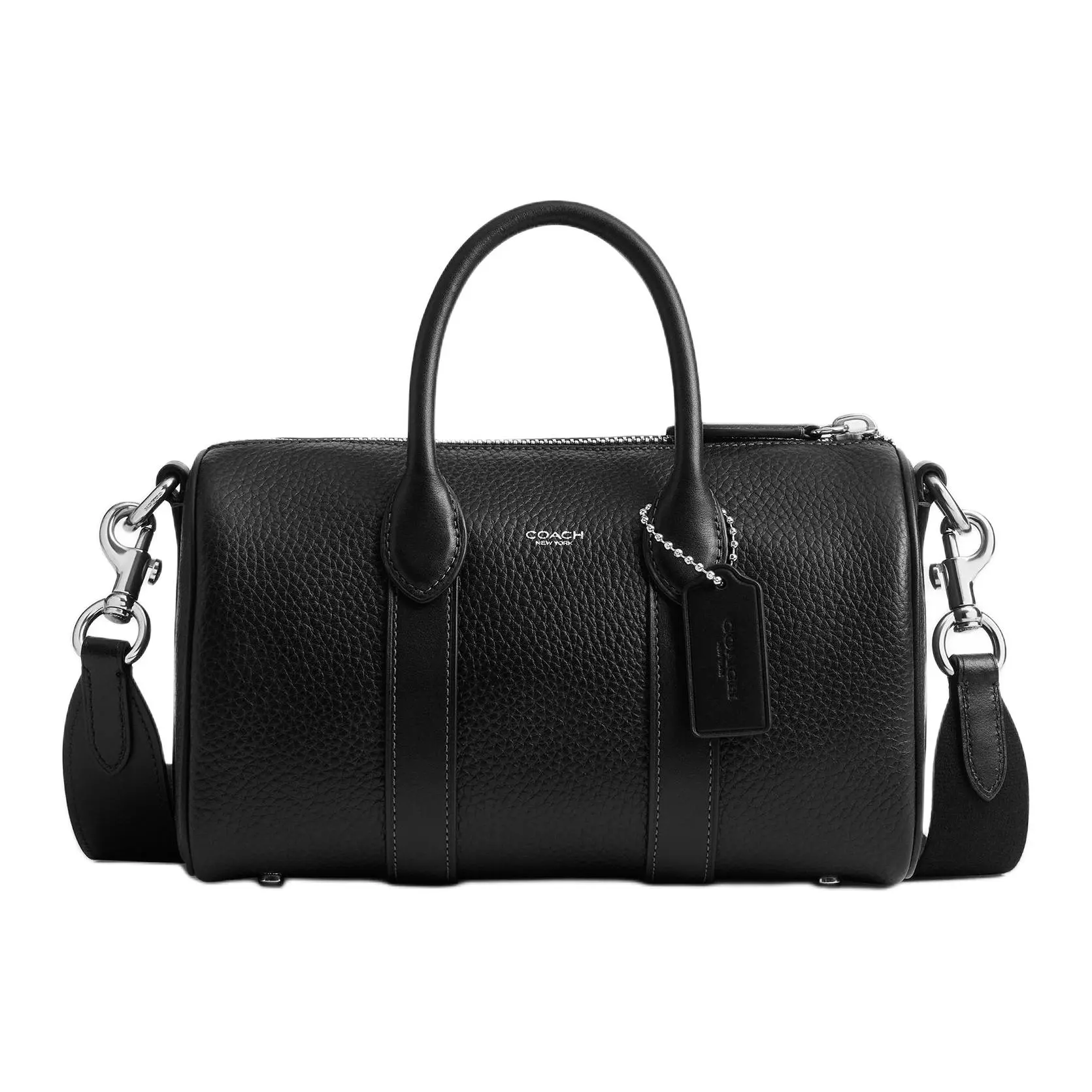 COACH Compass 25 Leather Zip Top Handle Bag – Unisex Medium Black