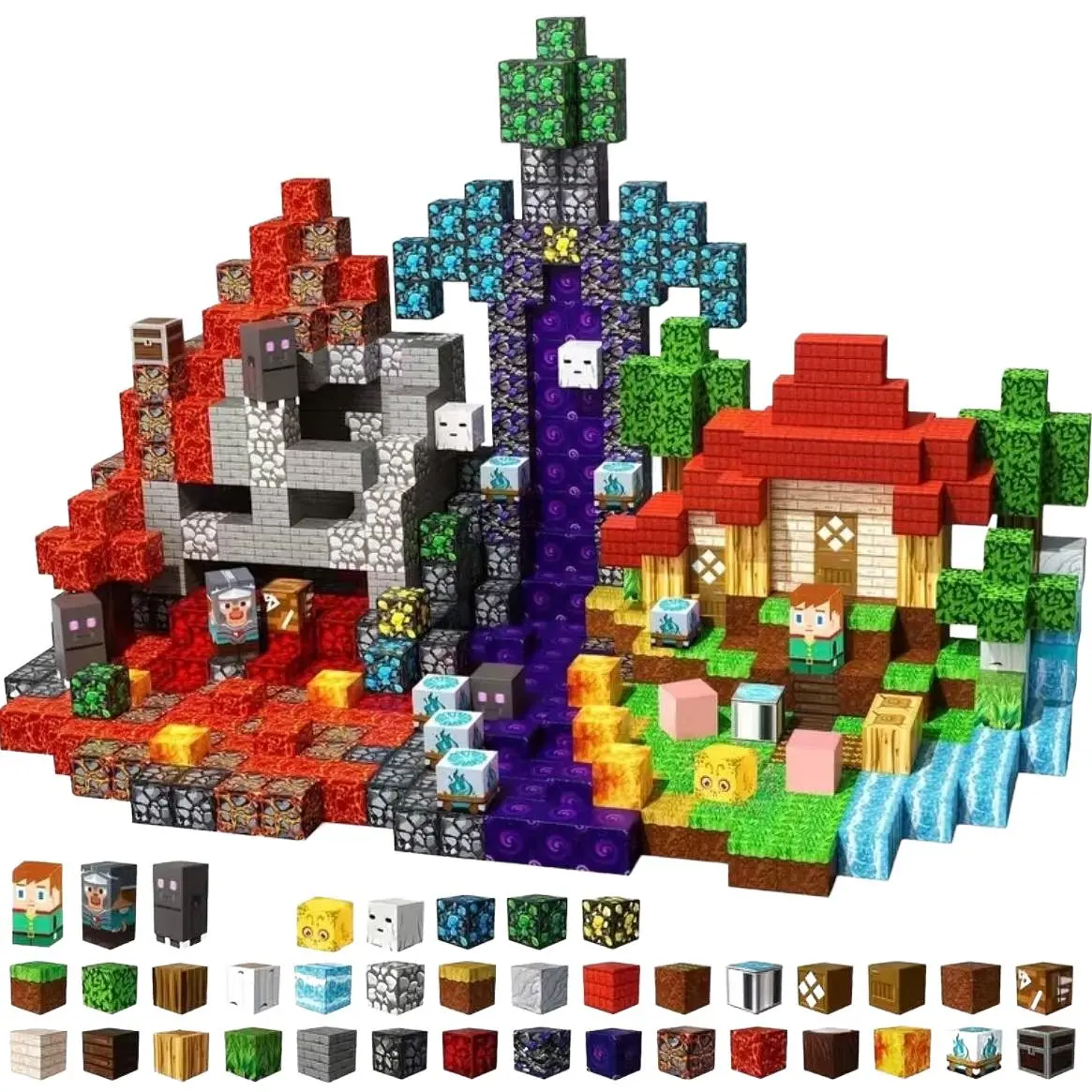 200-300pcs Magnetic Building Blocks Toy, Hell Forest DIY Cube Stem Sensory Playset, Perfect Gift for Kids Ages 3-10, Unisex