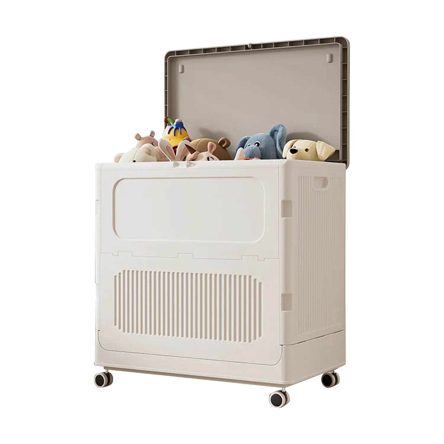 Rolling Laundry Hamper With Lid, Clothes Storage Box Household 123L Large Clothes Capacity Flip Clothing Quilt Storage Box Bedroom Foldable Storage Box