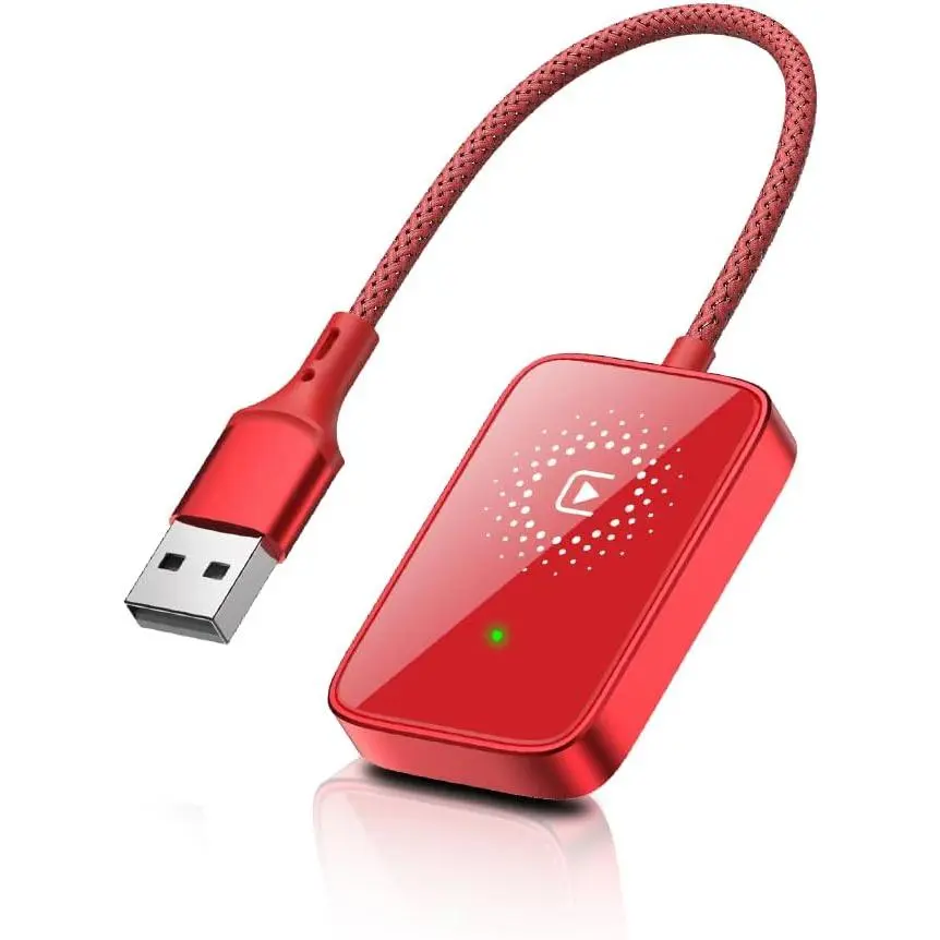 Adapter, 10 Meters Range Plug and Play 5.0GHz  Transmission with Voice Control Capabilities, Compatible with Over 98%  for iOS, Only Suitable for iOS, ABS (Red)