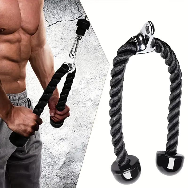 Triceps Rope Machine Attachment, Non-Slip Nylon Rope, Ergonomic Handle, Metal Ring, Home Fitness Accessories