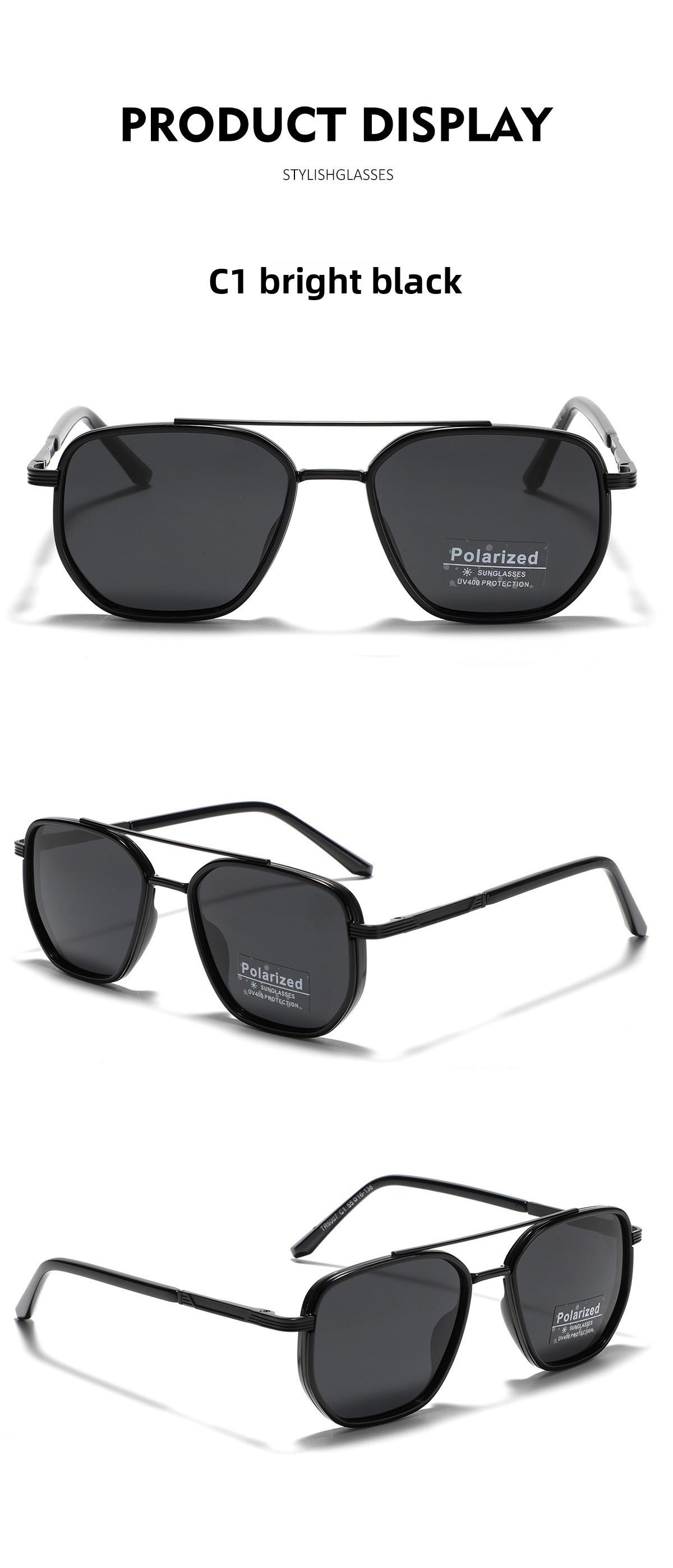 Classic Geometric Double Beam Sunglasses for Women Men Polarized Retro Tattoo Sunglasses for Travel Driving&Anti-Glare Eye Protection