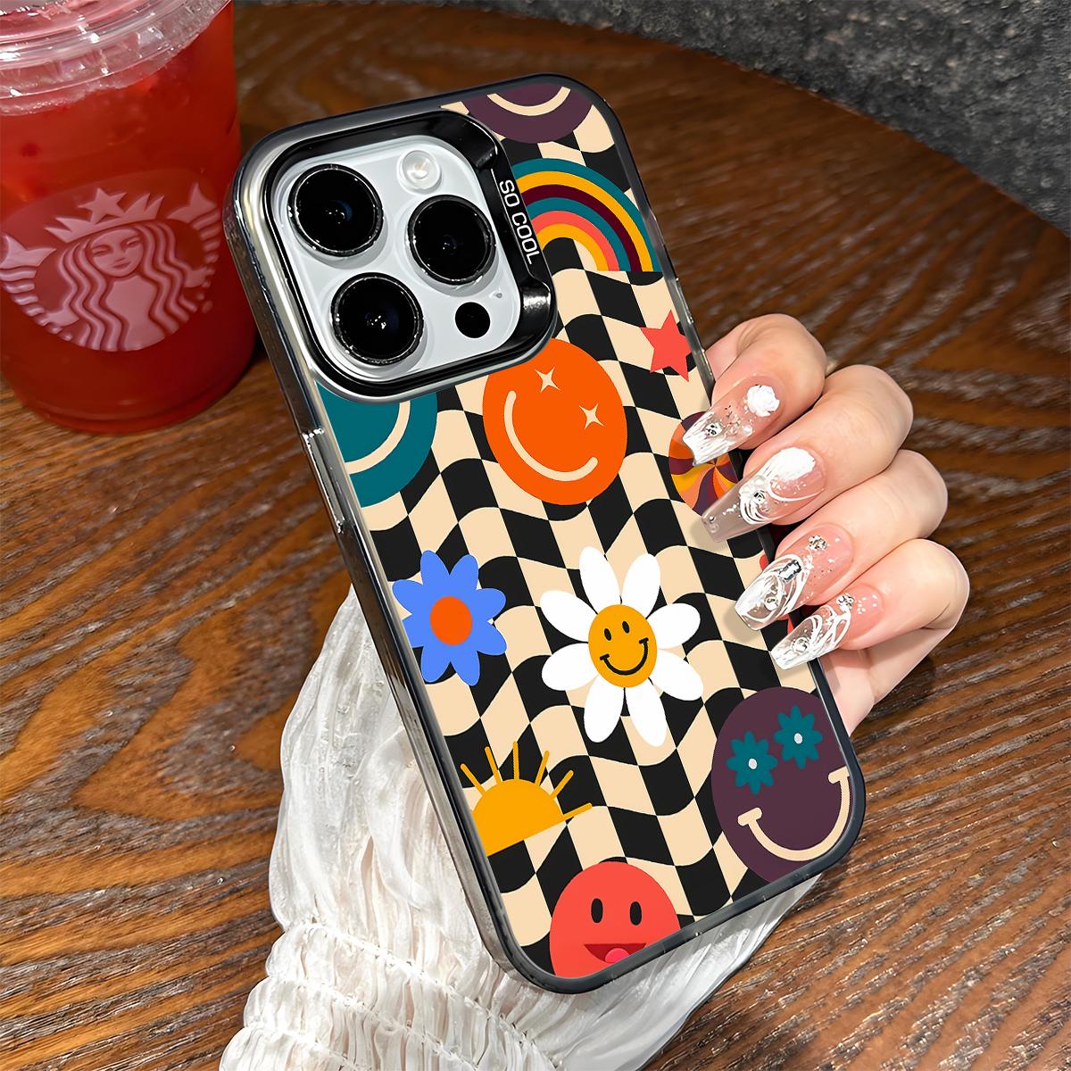 Creative Checkered Pattern Shockproof Phone Case for iPhone 7 8 X XR 11 12 13 14 15 16 17 Pro Max Plus Air 17E Protecitved Cover Affordable Trendy Unique