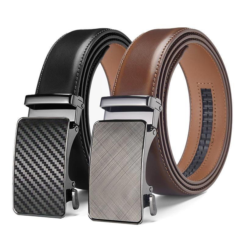 Men's automatic buckle belt, leather belt for young men, business automatic buckle, matte finish