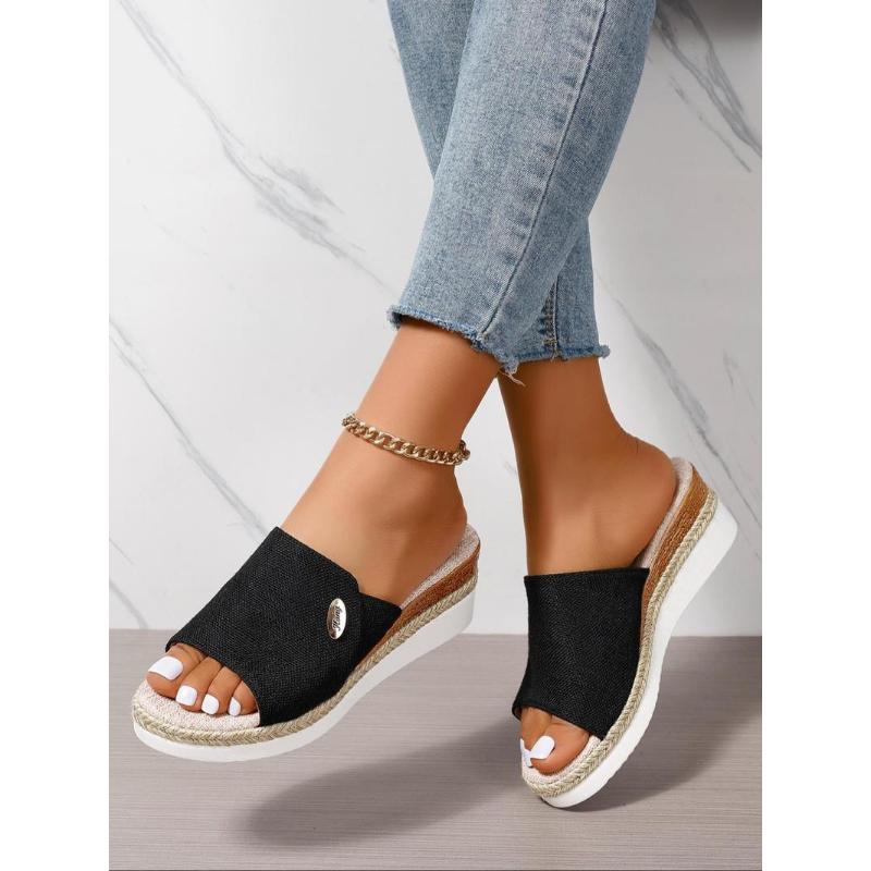 (New)Women's Fashionable Plain Color Wedge Sandals, Casual Comfortable Platform Sandals for Summer, Espadrilles Wedges, Sandals Slippers, Lightweight Breathable Shoes for Daily Wear, Footwear