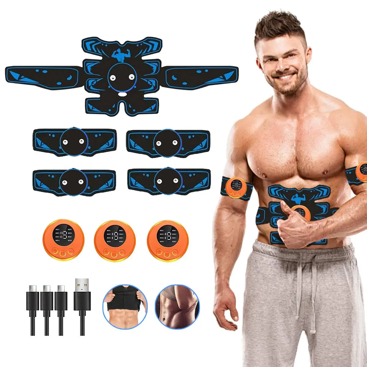 Abs Stimulator, Abdominal Machine, Smart Gym System, Core Trainer, Multi-Part Massage, Home Office Exercise Equipment for Men and Women