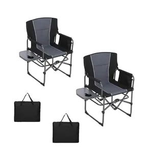 Heavy Duty Camping Chair 330 LBS Portable Folding Chair for Adults with Cup Holder Side Pocket Padded Armrest Lightweight Quad Lawn Chair Outdoor Beach Camp Chairs for Picnic Backyard Sports Tailgating