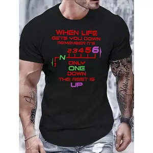 Casual Graphic, Men's T-Shirt, Motivational Quote And Number Line Design, Summer Daily Wear, Gift For Him Or Friend