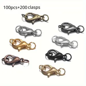 50pcs Clasps Set Lobster Clasp Open Jump Rings for Bracelet Necklace Connectors Jewelry Making DIY Kit Wholesale