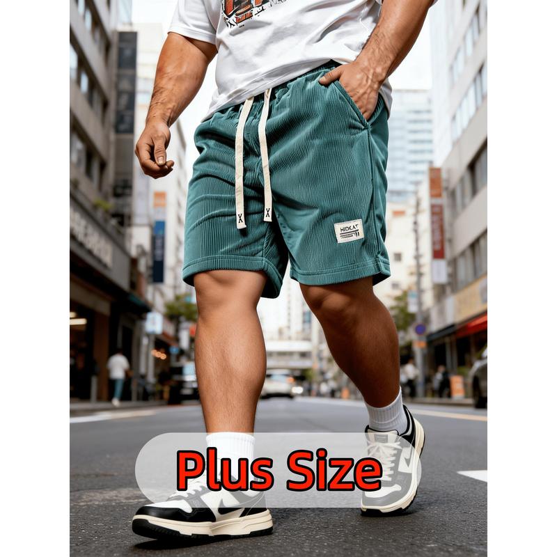 Plus Size Men's Sports Shorts | Ultra Lightweight and Breathable | Elastic Design | Loose Fit, Lightweight Summer Must-have, Corduroy Outdoor, Suitable for Beach, Casual and Daily Wear