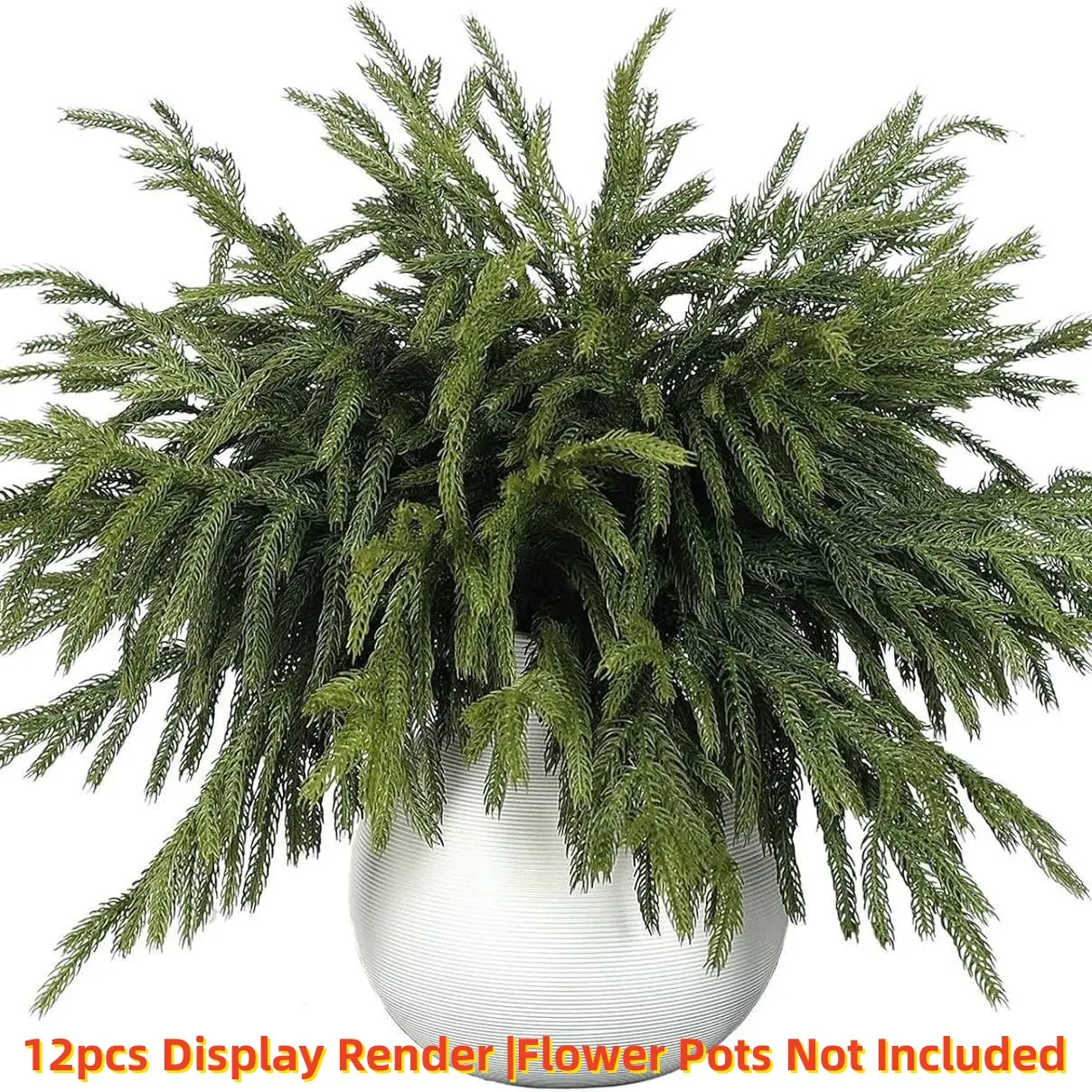 12pcs 18-Inch Real Touch Norfolk Pine Branches, Artificial Faux Greenery for DIY Crafts, Garland, Wreath & Vase Arrangements, Indoor Outdoor Christmas Decor, Fake Indoor Plants