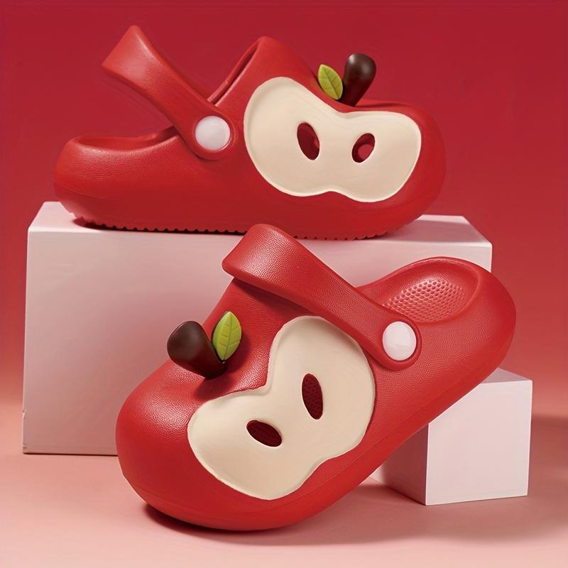 Children's Apple Clogs Summer Closed-Toe Cool Slippers for Boys and Girls, Toddlers, and Kids, Non-Slip Soft Sole Baby Beach Shoes, Cute Slippers for Middle and Older Toddlers