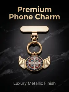 Saint Benedict Medal Angel Wings Phone Charm, Cross Guardian Pendant, Universal Tpu Case Keychain, Catholic Religious Lucky Charm