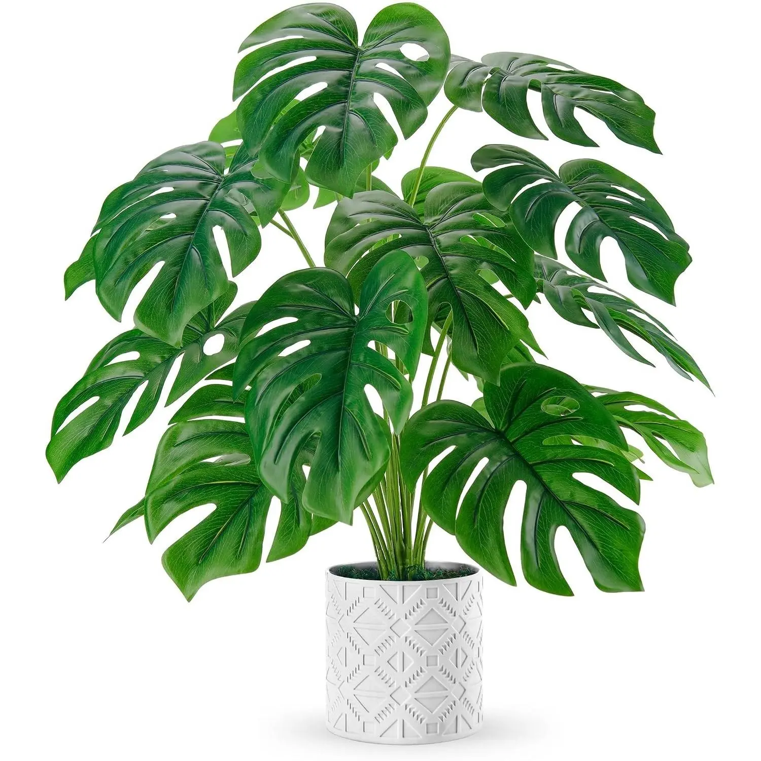 Artificial Plants Indoor Large 28'' Fake Monstera Faux Potted Plants Indoor Tall for Home Farmhouse Bedroom Living Room Decor