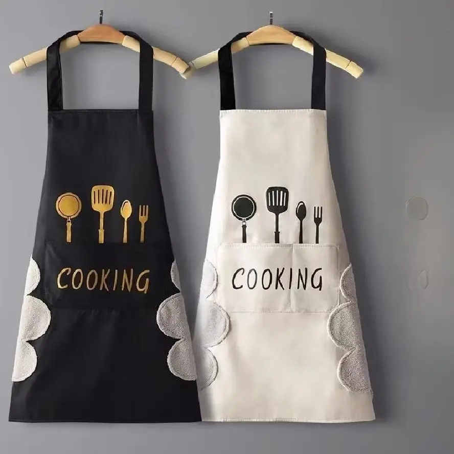 Waterproof kitchen apron for washing and wiping hands